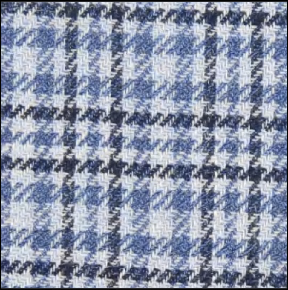Blue windowpane fabric swatch